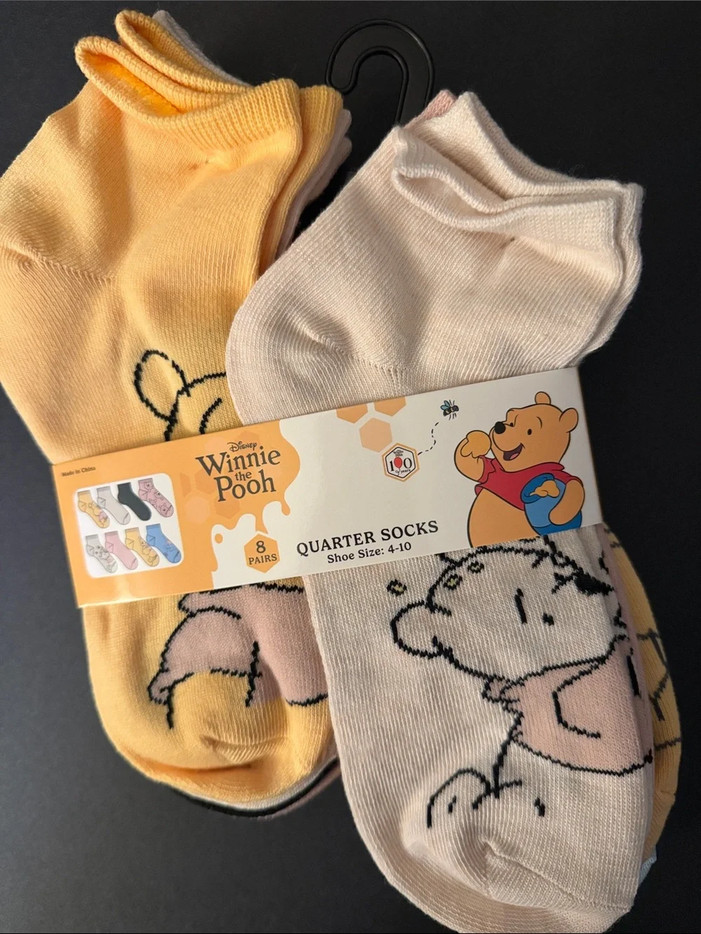 Women’s Winnie the Pooh Quarter Socks - Yellow & Cream Set
